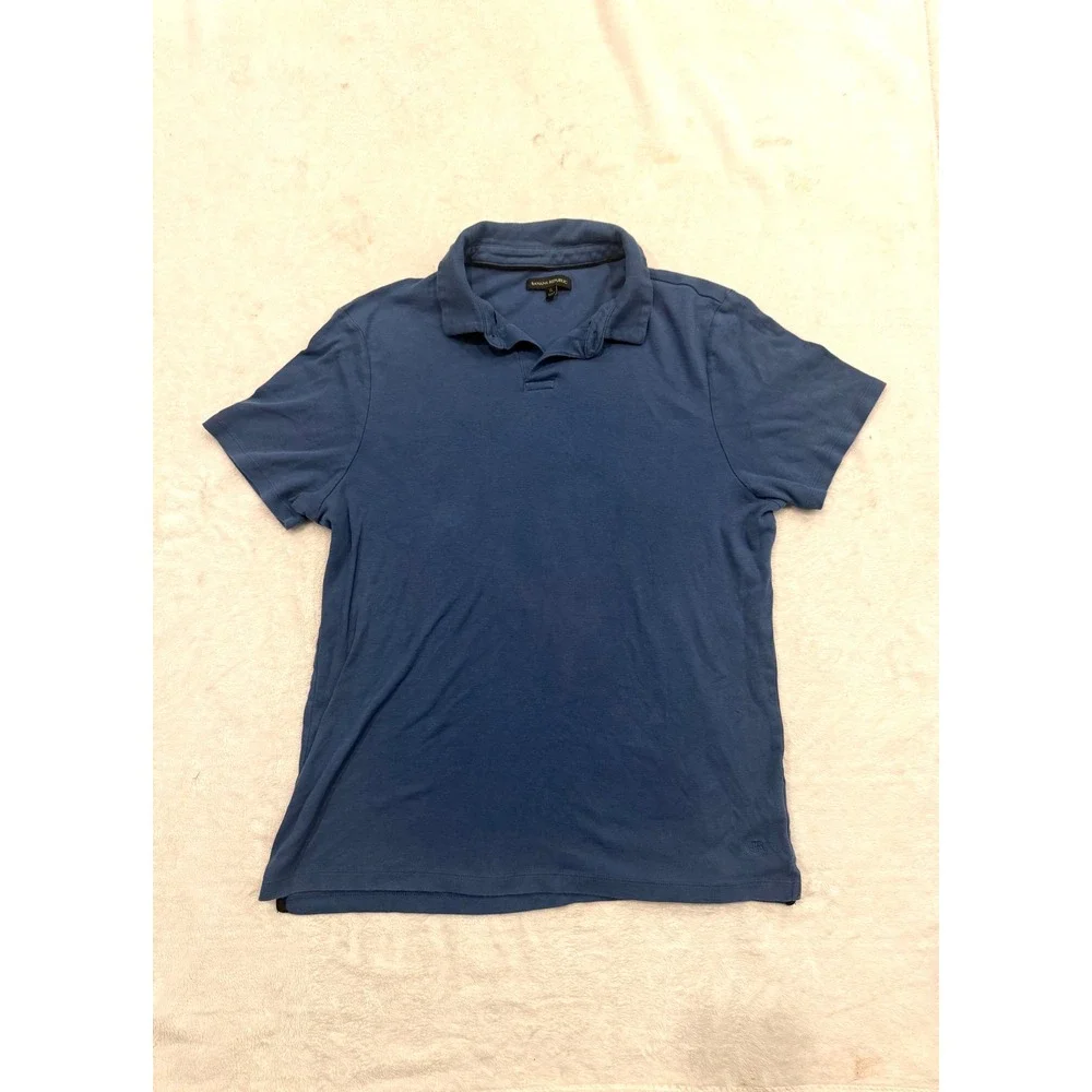 Banana Republic Mens Blue Pique Short Sleeve Polo Shirt XL Logo Casual